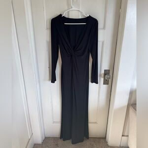 Popilush black plunge neckline long sleeve shapewear maxi dress size xl